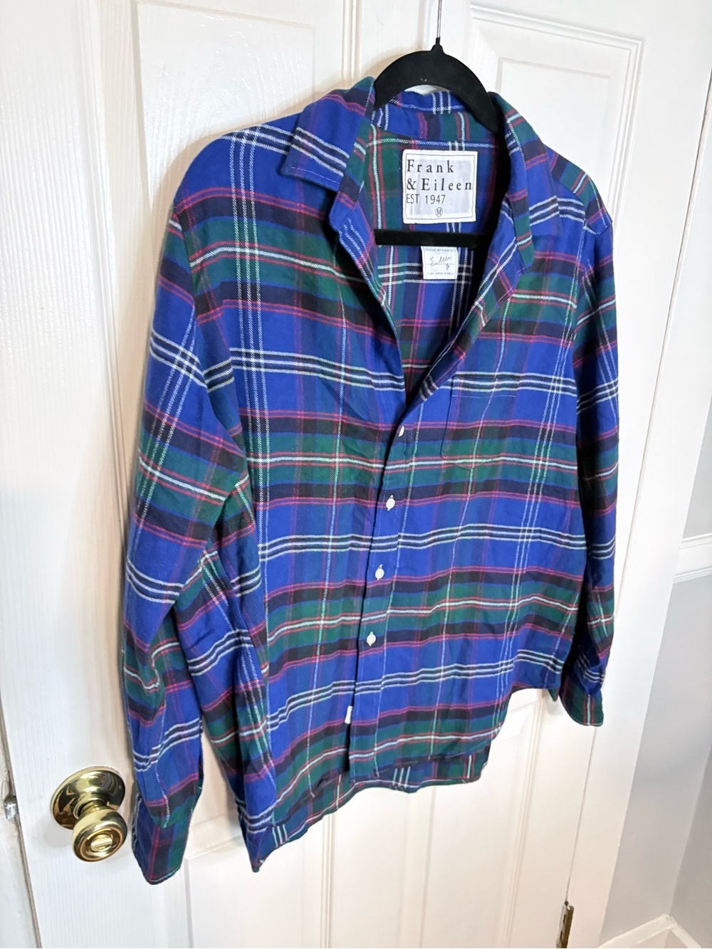 Frank & Eileen Eileen Italian Cotton Flannel Plaid Shirt Medium - Picture 3 of 10